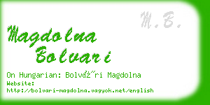 magdolna bolvari business card